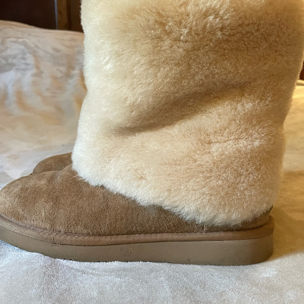 UGG Boots with fur on inside and out.
